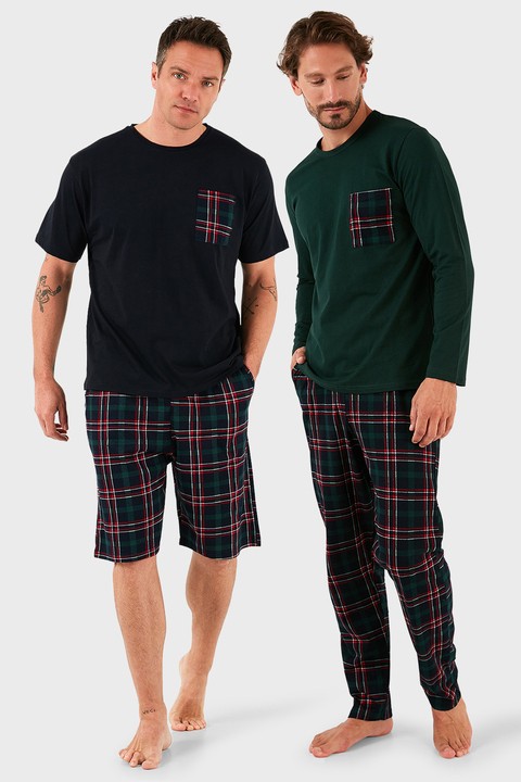 Buratti Pamuklu Regular Fit Kareli 2'li Paket Pijama Takımı Erkek Pijama Takımı 657200120S2