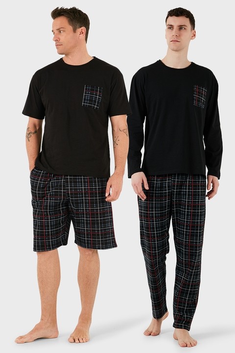 Buratti Pamuklu Regular Fit Kareli 2'li Paket Pijama Takımı Erkek Pijama Takımı 657200120S2
