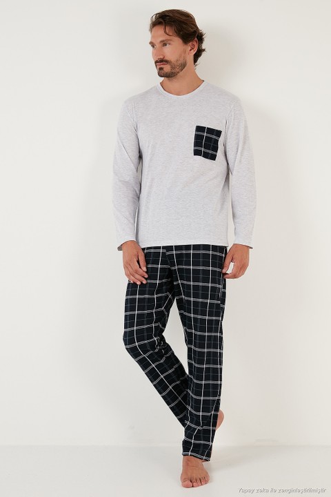 Buratti Pamuklu Regular Fit Kareli 2'li Paket Pijama Takımı Erkek Pijama Takımı 657200120S2 görsel 7