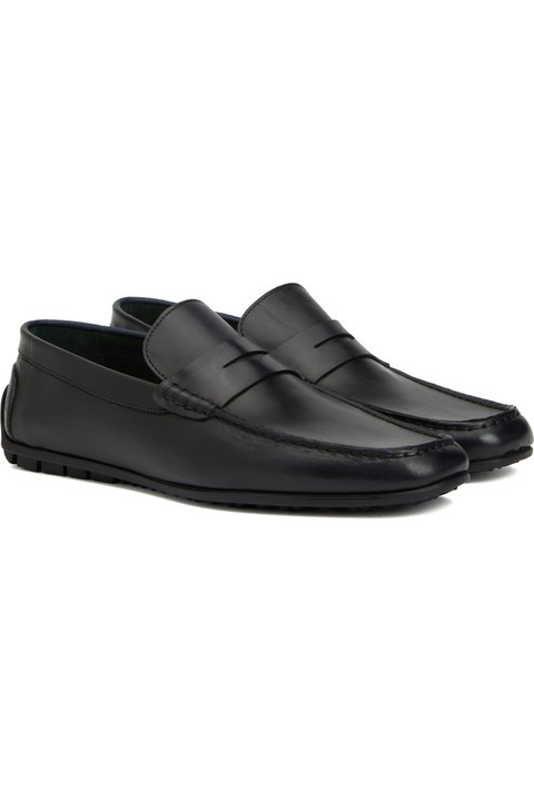 George Hogg Men's Navy Leather Loafers