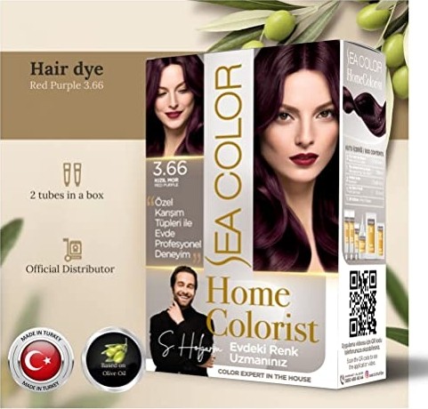 Aesco Sea Color Home Colorist Set Saç Boyası 3.66 Kızıl Mor Red Purple