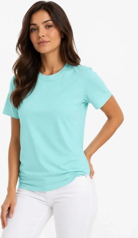 Modi T-Shirt Bisiklet Yaka Slim Fit Likralı Tişört Günlük Basic Body Turkuaz