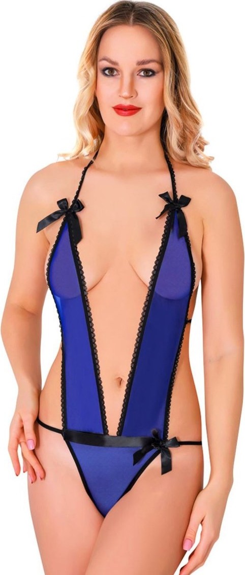 Melonika Mavi Lcralı Tül Bodysuit - 974