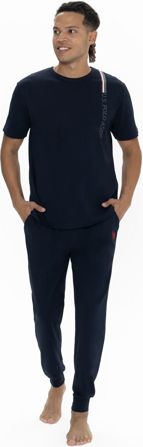U.S. Polo Assn. 18890 Erkek Kısa Kollu Bisiklet Yaka Paçası Lastikli Pijama Takımı-Lacivert