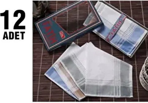 Belirtilmemiş Pamuk Erkek Mendil 12 Adet Katalog Rengi Dokuma Desenli Şık ve Kullanışlı