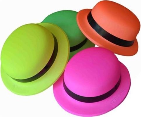 TeknoKapsül Neon Partisi Sarı Renk Melon Plastik Parti Şapkası görsel 2