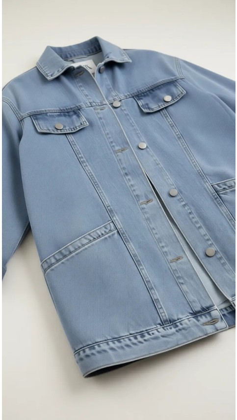 Harma Time Butik Kadın Cep Detaylı Denim Lacivert Kot Ceket görsel 5