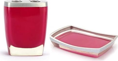 Prime Warehouse 2 Li Banyo Seti, Gri Pembe Model Poliresin görsel 3