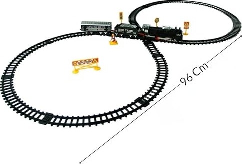 Die Grup Giffy / 23 Parça Işıklı Klasik Tren Seti 96CM 3 Farklı Ray Modeli Pilli Retro Tren Raylı Oyuncak Full Fonksiyon Çocuklar Için Eğitici görsel 4