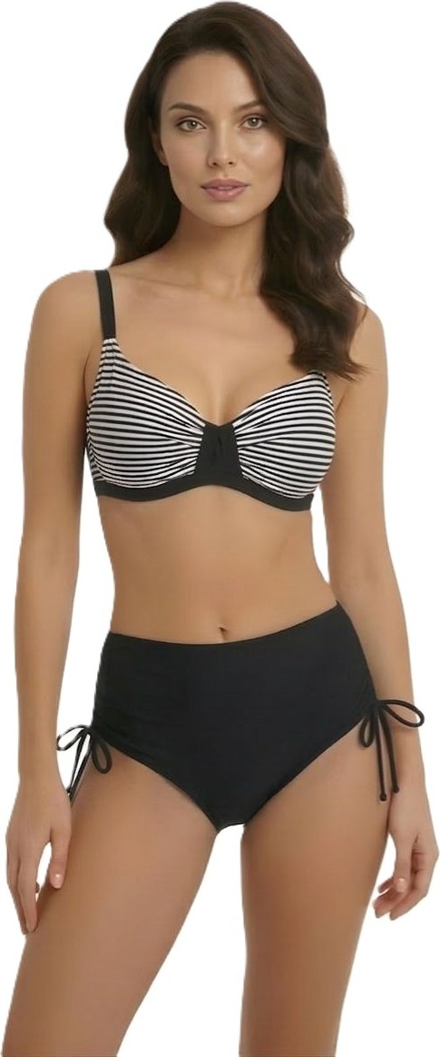 Donlaritta Büyük Beden Toparlayıcı Siyah Beyaz-Lacivert Beyaz Göğüs Pedli Hızlı Kuruyan Bikini Takımı 42-44-46-48-50-52-54 Beden görsel 5