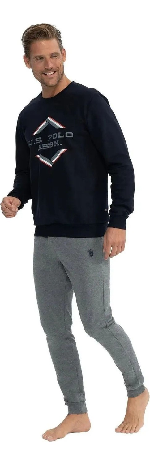 U.S. Polo Assn. Erkek Uzun Kollu Yuvarlak Yaka Eşofman Pijama Takımı S25818 görsel 2