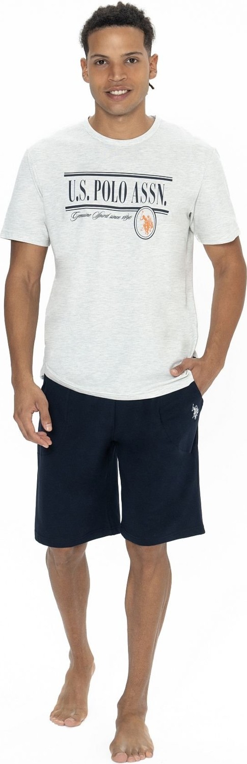U.S. Polo Assn. 18874 Erkek Kısa Kollu Bisiklet Yaka Şortlu Pijama Takımı-Karmelanj