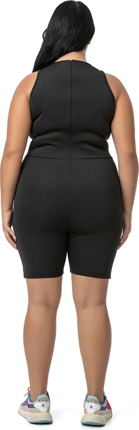 Disentis Modest Büyük Beden Siyah Kısa Taytlı Tulum Polyester Kumaş ile Slim Fit Tasarım görsel 6