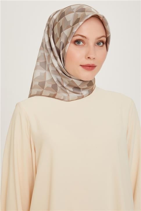 Armine Klasik Desenli Twill Saf Ipek Eşarp 9204D 85