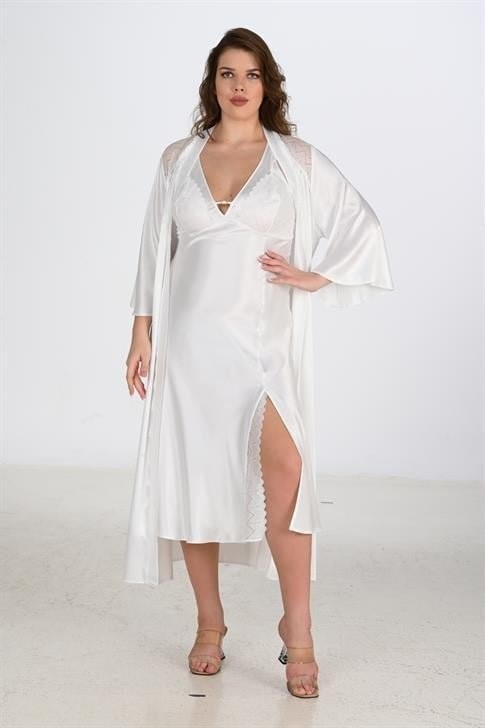 Melonika 2li Ekru Sabahlık Takımı Bigsize 6224