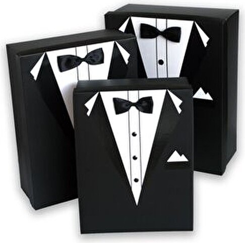 Adenz Damat Bohçası - Pierre Cardin Çeyiz Damat Terliği - 3'lü Kutu Süsleme Tülü Kurdele görsel 2