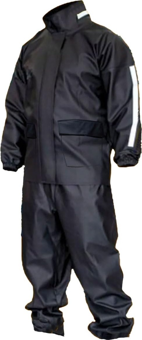 Aesco Motorcu Yağmurluk Takımı, %100 Su Geçirmez Pvc, Cepli, Reflektörlü, Fermuarlı, Siyah (4xl)