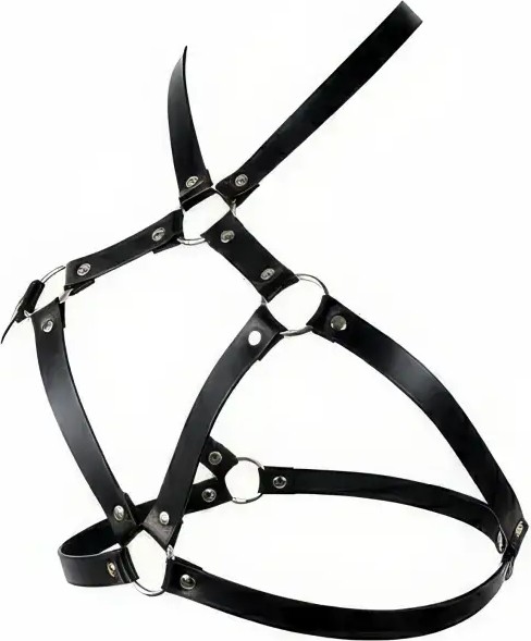 Motto10 Butik Siyah Göğüs Harness Metal Halka Detaylı - APFT231 görsel 4