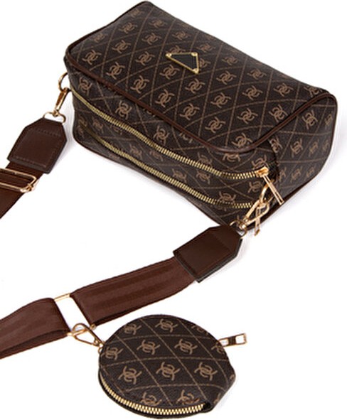 Adelina Bags Kadın Çapraz Askılı Desenli Suni Deri Çanta Seti 2 Adet Şık ve Ergonomik görsel 6