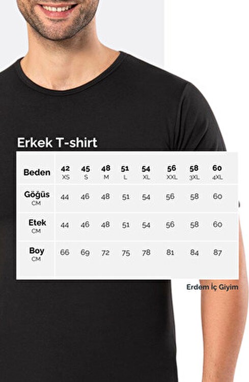 Erdem İç Giyim Erdem Siyah Kapalı Yaka T-Shirt Ribana Erkek İç Giyim Nefes Alabilir Kumaş görsel 3