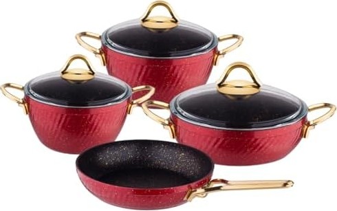 Prime Granit Hira 4 Lü Set Metal Kulp Kırmızı