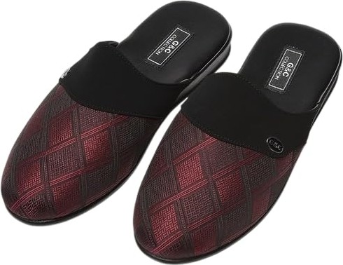 Mey İthalat Style G&c Collection 330 Erkek Ev Terliği; Geometrik Desenli Klasik Tasarım, Siyah/lacivert/bordo