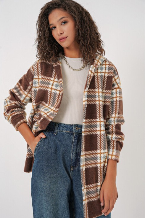 Robin Kapüşonlu Oversize Gömlek görsel 2