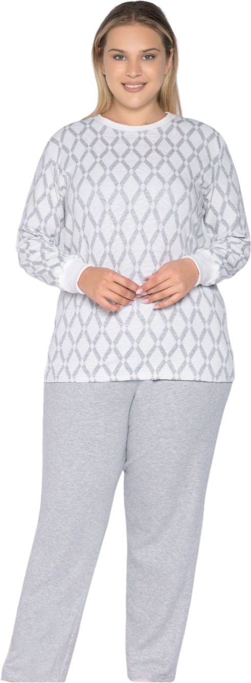Flz Büyük Beden Battal Uzun Kol Kışlık Pijama Takımı Dowry B09-123 görsel 2