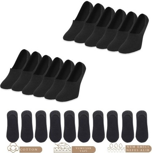 Kral Socks Kadın - Erkek Düz Desen (10 Çift) Pamuklu Terletmez Babet Çorap görsel 4