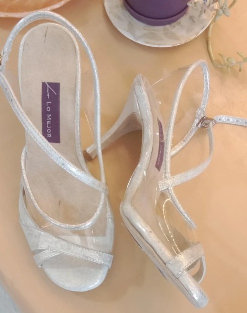 Lo Mejor Shoes Eşsiz Model Gümüş Renk 8.5 cm 13 Pont Topuk Boyu Tango Salsa Dans ve Abiye Ayakkabısı görsel 2