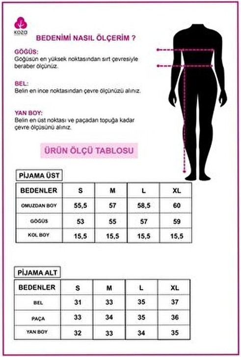 Koza İç Giyim Kadın Kırmızı Kalpli Kısa Kollu Pamuklu Pijama Takımı Basic Desenli Şortlu Rahat Kullanım görsel 3