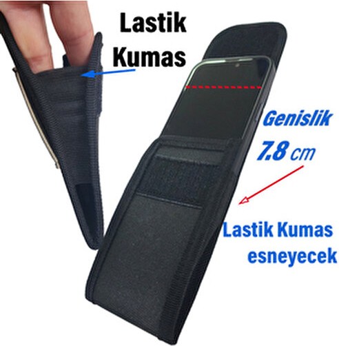 Exenar Kemere Takılan Telefon Kılıfı Cırtlı Telefon Bel Çantası Lastikli görsel 2