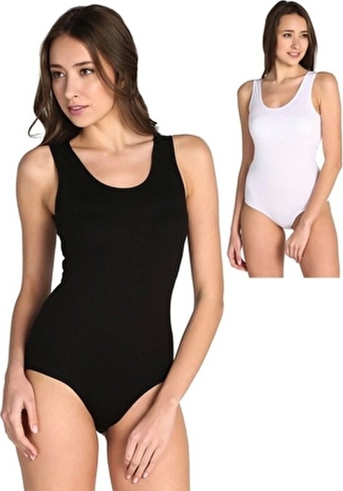 Tutku Kadın Siyah Beyaz Kalın Askılı Likralı Kancalı Çıtçıtlı Body 6'lı TKD0149-S