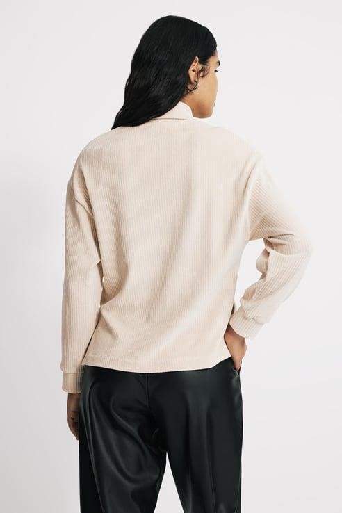 Babokah Dik Yaka Fermuarlı Kadife Sweatshirt görsel 4