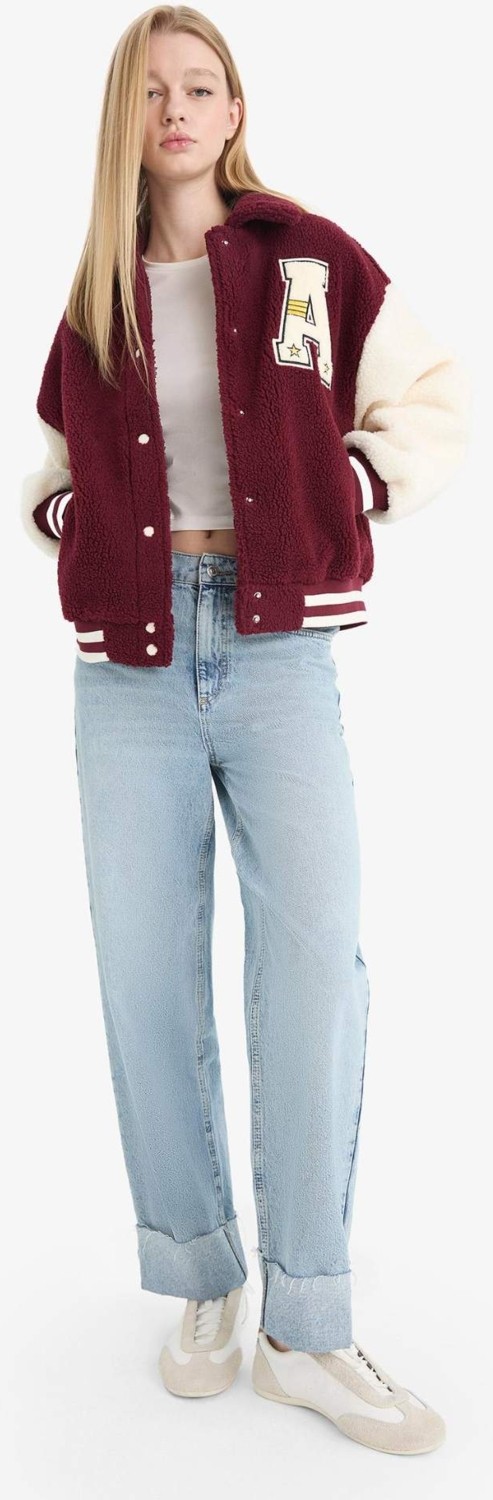 DeFacto Oversize Geniş Kalıp Polo Yaka Pelüş Bomber Ceket E9838AX25WN görsel 2