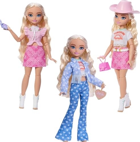 Die Grup Barbie Dream Besties Festival Kombinleri Seti, Şekillendirilmiş Uzun Sarı Saçlarıyla Barbie 'malibu' Bebek, 10'dan Fazla Çıkarılabilir Kıyafet ve Aksesuar, JGH87 görsel 4