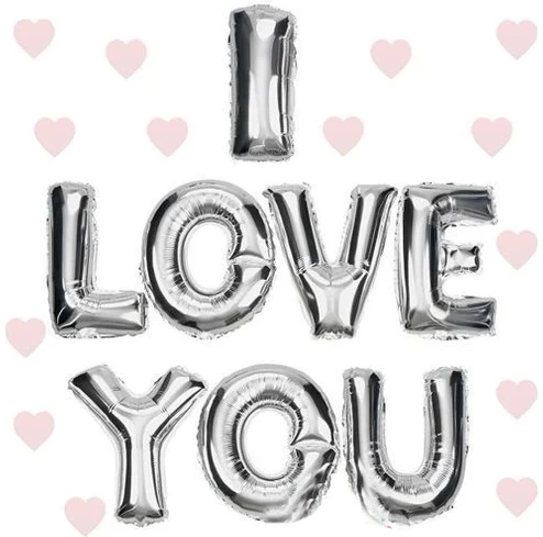 Resim I Love You Folyo Balon Gümüş Renk 35 cm 