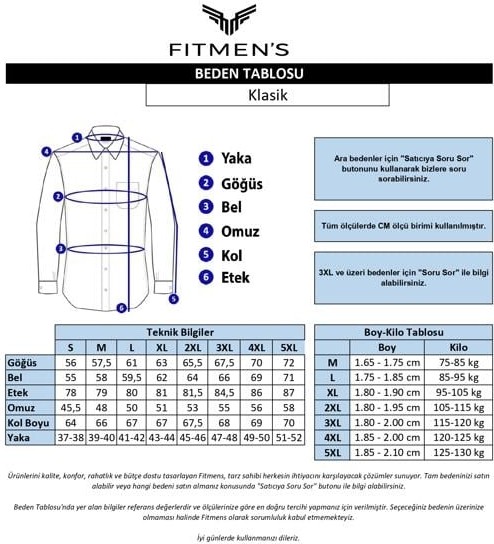 Fitmens Klasik Uzun Kol Cepsiz Yaka Manşet Beyaz Hediye Kutulu Erkek Gömlek FS-004328 - Siyah Beyaz görsel 5