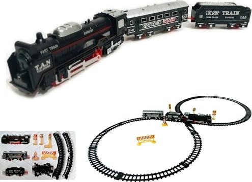 Die Grup Giffy / 23 Parça Işıklı Klasik Tren Seti 96CM 3 Farklı Ray Modeli Pilli Retro Tren Raylı Oyuncak Full Fonksiyon Çocuklar Için Eğitici