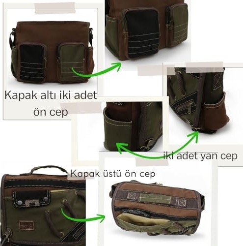 1001 4017 14" Laptop Postacı Okul Çantası Unisex Kilitli Çok Cepli Omuz Askılı Çanta görsel 5