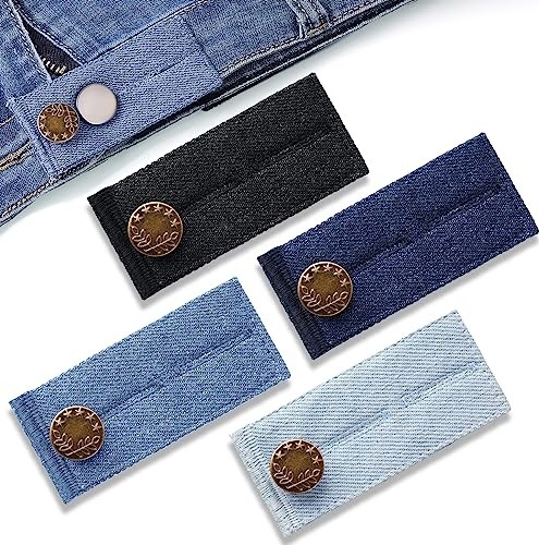Kazan Hobi Kot Bel Uzatıcılar; 4 Adet Bel Genişletici Düğme, Pantolon Uzatıcılar Bel Bandı Uzatıcılar, Pantolon Kot Etek Pantolon Için Ayarlanabilir Bel Bandı Genişleticiler, 4 Renk görsel 2