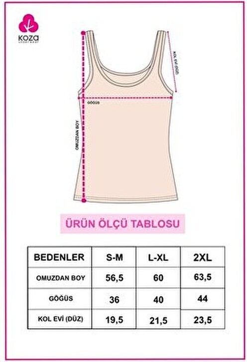 Koza İç Giyim Kadın 2'li Kalın Askılı Likralı Atlet görsel 4