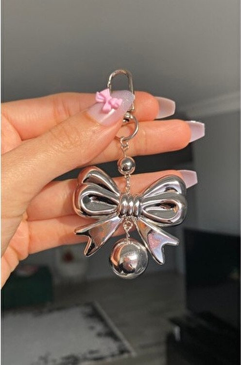 Pinky Lady Büyük Fiyonklu Çanta Charmı Kadınlar İçin Şık Aksesuar görsel 3