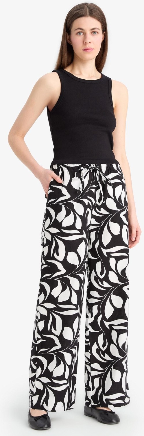 DeFacto %100 Pamuk Wide Leg Poplin Kumaş Palazzo Pantolon E9907AX25SM görsel 5