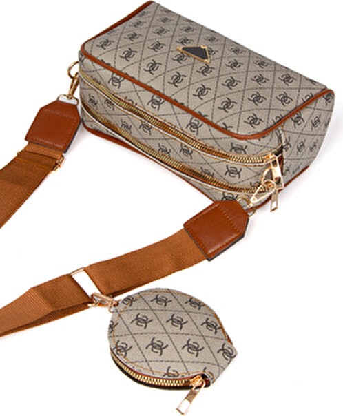 Adelina Bags Kadın Çapraz Askılı Desenli Suni Deri Çanta Seti 2 Adet Şık ve Ergonomik görsel 2