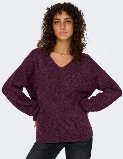 Only Kadın Onlcamılla V-Neck L/s Bordo Kazak - 15204588 görsel 2
