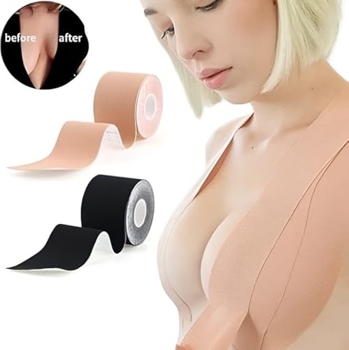 1001 Göğüs Dikleştirici ve Şekillendirici Göğüs Bandı - Nefes Alabilir Pamuklu Boob Tape, Suya V görsel 3