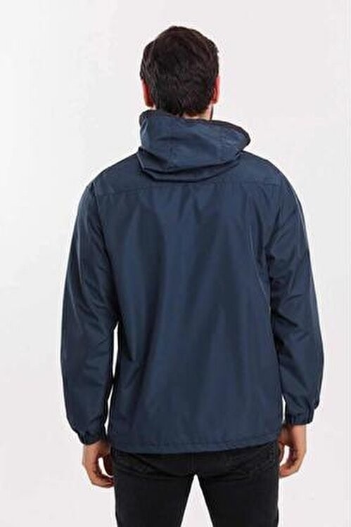 Slazenger Ofans Erkek Yağmurluk Petrol Rengi Kapüşonlu Regular Kalıp Uzun Kol görsel 3