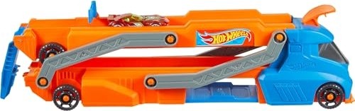 Odea Hot Wheels Tır - Yeni Hot Wheels Tır - Yeni, Fırlatıcısı Olan ve 40 Cm'lik Piste Dönüşen Kamyon, 9 Oyuncak Araba Sığabilir, 1:64 Ölçekli Araç Dahildir HYT83 görsel 4