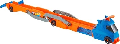 Aesco Hot Wheels Tır - Yeni Hot Wheels Tır - Yeni, Fırlatıcısı Olan ve 40 Cm'lik Piste Dönüşen Kamyon, 9 Oyuncak Araba Sığabilir, 1:64 Ölçekli Araç Dahildir HYT83 görsel 5
